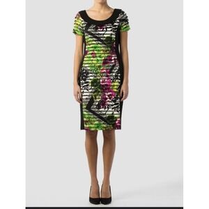 Joseph Ribkoff size 14 Womens Ruffle Trim Floral Print Sheath Dress 2015
